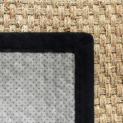 Safavieh Natural Fiber Collection NF114P Border Basketweave Seagrass Runner, 2'6" x 10' , Grey