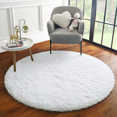 ULTRUG Fluffy Round Rug for Kids Room, Soft Circle Area Rugs for Girls Bedroom, Cute Princess Castle Nursery Rug Shaggy Circular Carpet for Teens Girls Baby Bedroom Home Decor, 4 x 4 Feet Blue