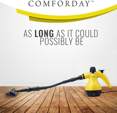 Comforday Multi-Purpose Handheld Pressurized Steam Cleaner with 9-Piece Accessories, Perfect for Stain Removal, Curtains, Car Seats, Floor, Window Cleaning (Yellow)