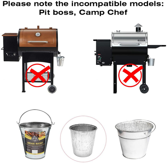 YAOAWE Grill Drip Grease Bucket & 5 Pack Foil Liners Compatible with Traeger Wood Pellet Grills HDW152 & Oklahoma Joe's & Z Grill BBQ Smokers Accessories