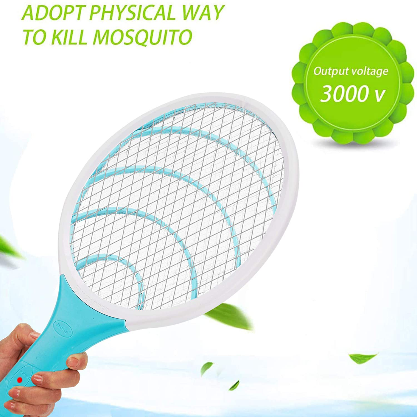 Bug Zapper Electric Fly Swatter Handheld 3000volt Mosquito Fly Killer and Bug Zapper Racket for Indoor and Outdoor Pest Control (Sky Blue)