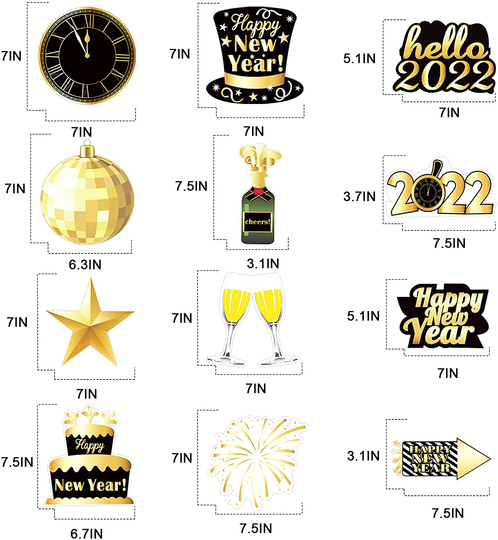 Tifeson 36 Pcs Happy New Year Decorations Hanging Swirls - Happy New Year Decorations 2022 - New Year's Eve Party Decorations Supplies 2022 for Home Office Ceiling (Black and Gold)