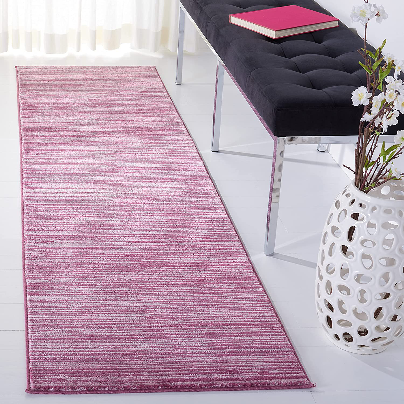 Safavieh Vision Collection VSN606A Modern Ombre Tonal Chic Non-Shedding Stain Resistant Living Room Bedroom Runner, 2'2" x 8' , Grape