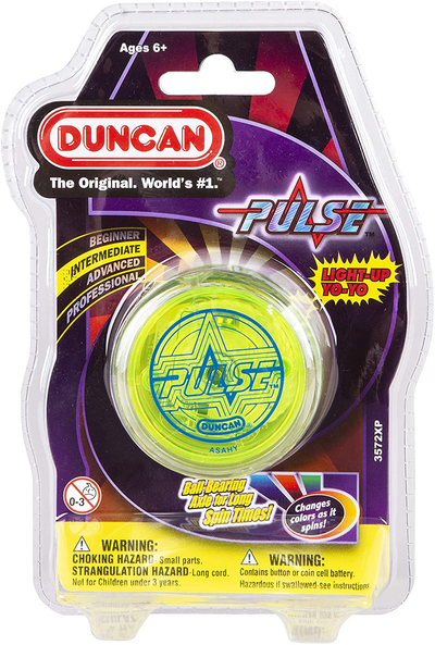 Duncan Toys Pulse LED Light-Up Yo-Yo, Intermediate Level Yo-Yo with Ball Bearing Axle and LED Lights, Clear/Green