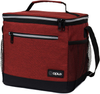 OPUX Insulated Large Lunch Box for Men Women, Leakproof Thermal Lunch Bag for Work, Reusable Lunch Cooler Tote, Soft School Lunch Pail Shoulder Strap, Pockets, 18 Cans, 10L, Heather Red