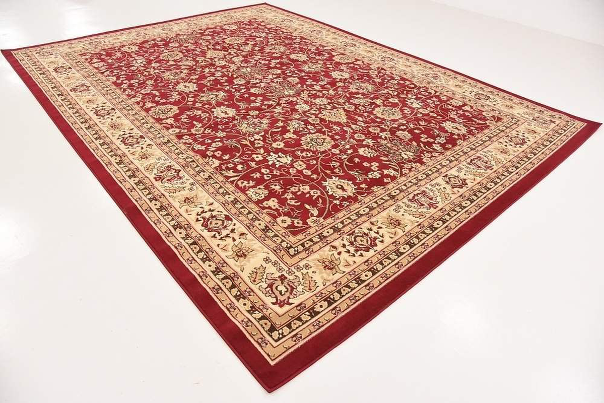 Unique Loom Kashan Traditional Floral Area Rug, 5 x 8 Feet, Olive/Ivory