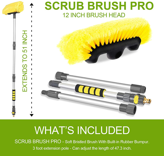 Anyyion Car Wash Brush with 50ft-Expandable Garden Hose, 51-inch Dismountable Pole with on/off switch,Strongest Triple Latex Core Hose with 3/4" Solid Brass, Easy Storage Kink Free Water Hose (50)