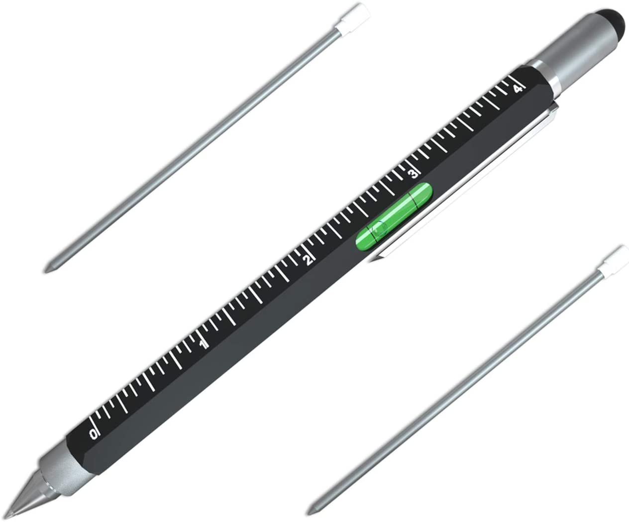 Cool Pen Gifts for Men, Cutier 6-in-1 Multi Tool Tech Pen Gadgets Tools for Men, Personalized Gifts for Dad or Him, Funny Gift for Christmas, Father's Day Valentines or Birthdays Gifts (Black)