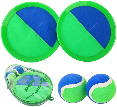 Jalunth Ball Catch Set Games Toss Paddle - Beach Toys Back Yard Outdoor Lawn Backyard Throw Sticky Set Age 3 4 5 6 7 8 9 10 11 12 Years Old Boys Girls Kids Adults Family Outside Easter Gifts Green