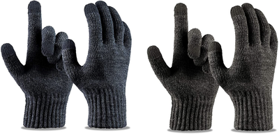 LIZEY Men Winter Touch Screen Fingers Stretch Gloves Warm Knitted Texting Lightweight Mitten Gloves Solid Mittens