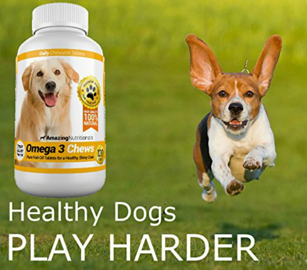 Amazing Omega 3 for Dogs - Dog Fish Oil Pet Antioxidant for Shiny Coat, Joint and Brain Health - 120 Bacon Flavor Chews