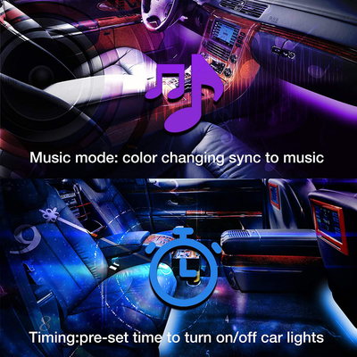 DAYBETTER Led Car Strip Lights, Interior Car Lights Two Line with 4 Led Strips in Waterproof Design, Multi Color Changing Car Light Kit with App Control, Sync to Music Car Lights DC 5V and USB Port