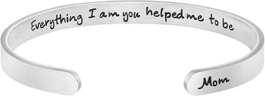 Joycuff Inspirational Bracelets for Women Mom Personalized Gift for Her Engraved Mantra Cuff Bangle Crown Birthday Jewelry