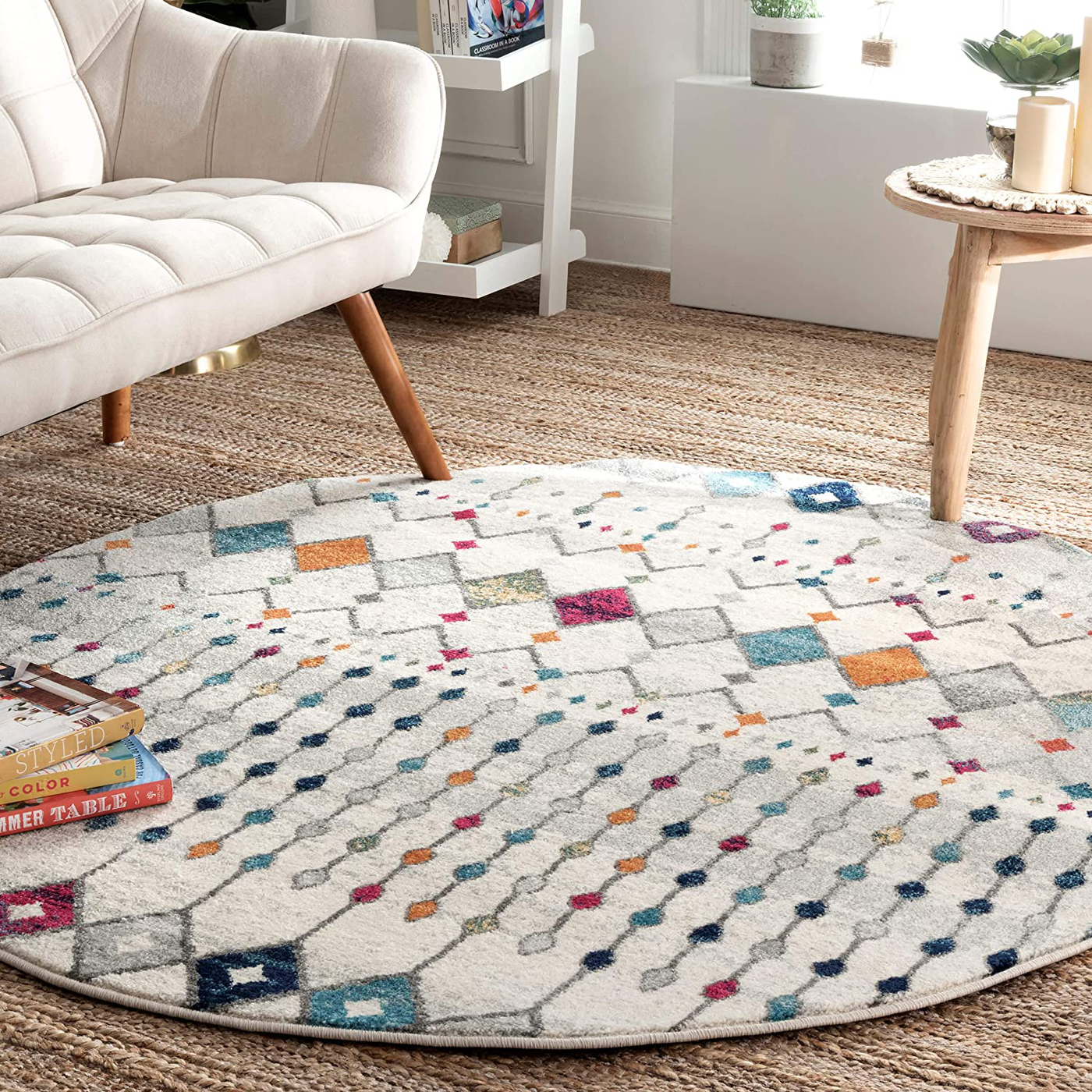 nuLOOM Moroccan Blythe Area Rug, 4 feet Round, Multi