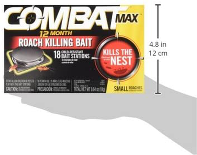 Combat Max 12 Month Roach Killing Bait, Small Roach Bait Station, Child-Resistant, 18 Count