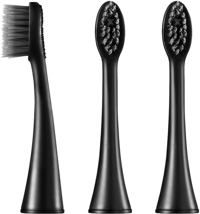 3 Pack BURST Replacement Electric Toothbrush Heads, Charcoal Bristles, BURST Sonic Toothbrush Compatible, Deep Clean, Healthier Smile