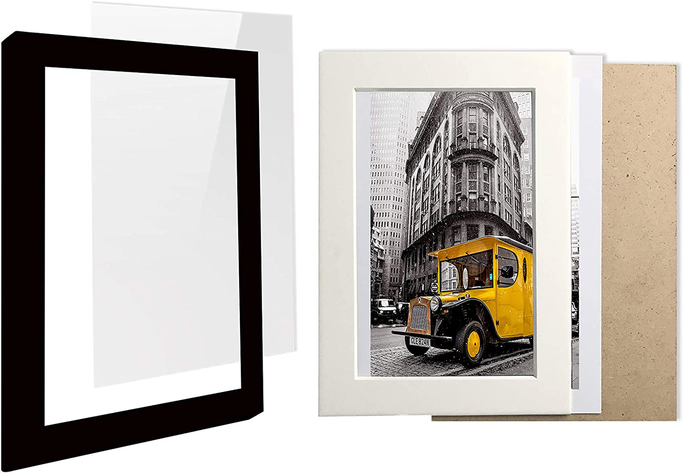 Art Emotion Solid Wood Picture Frame with 2MM Reinforced Glass, Frame for Photo, Hangers for Horizontal or Vertical Display (White, 5x7 with 4x6 Opening, Pack of 6)