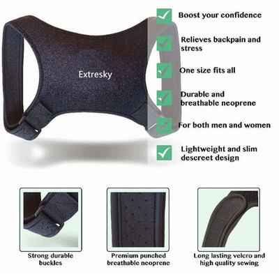 Posture Corrector for Men and Women - Comfortable Adjustable Upper Back Brace for Clavicle Support Providing Pain Relief From Neck, Back and Shoulder