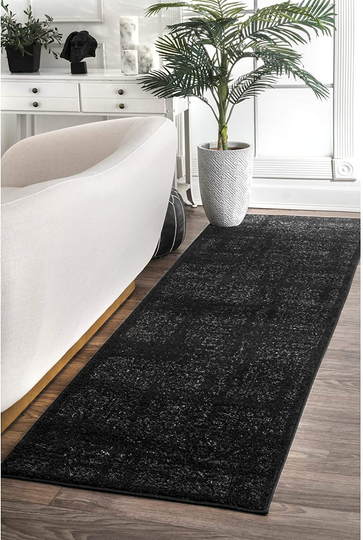 nuLOOM Arlena Vintage Runner Rug, 2' 6" x 12', Black