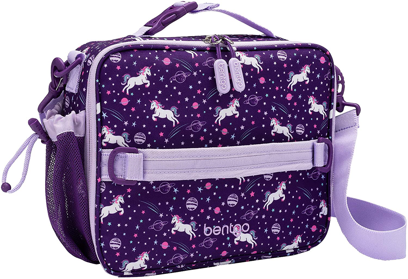 Bentgo Kids Prints Lunch Bag - Double Insulated, Durable, Water-Resistant Fabric with Interior and Exterior Zippered Pockets and External Bottle Holder- Ideal for Children of All Ages (Unicorn)