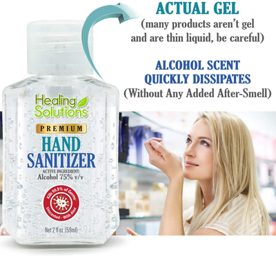 Hand Sanitizer Gel (Mini 2 oz Bottle) - 75% Alcohol - Kills 99.99% of Germs - Small 2oz Travel Size Individual Personal Pocket 2 Ounce Bottles