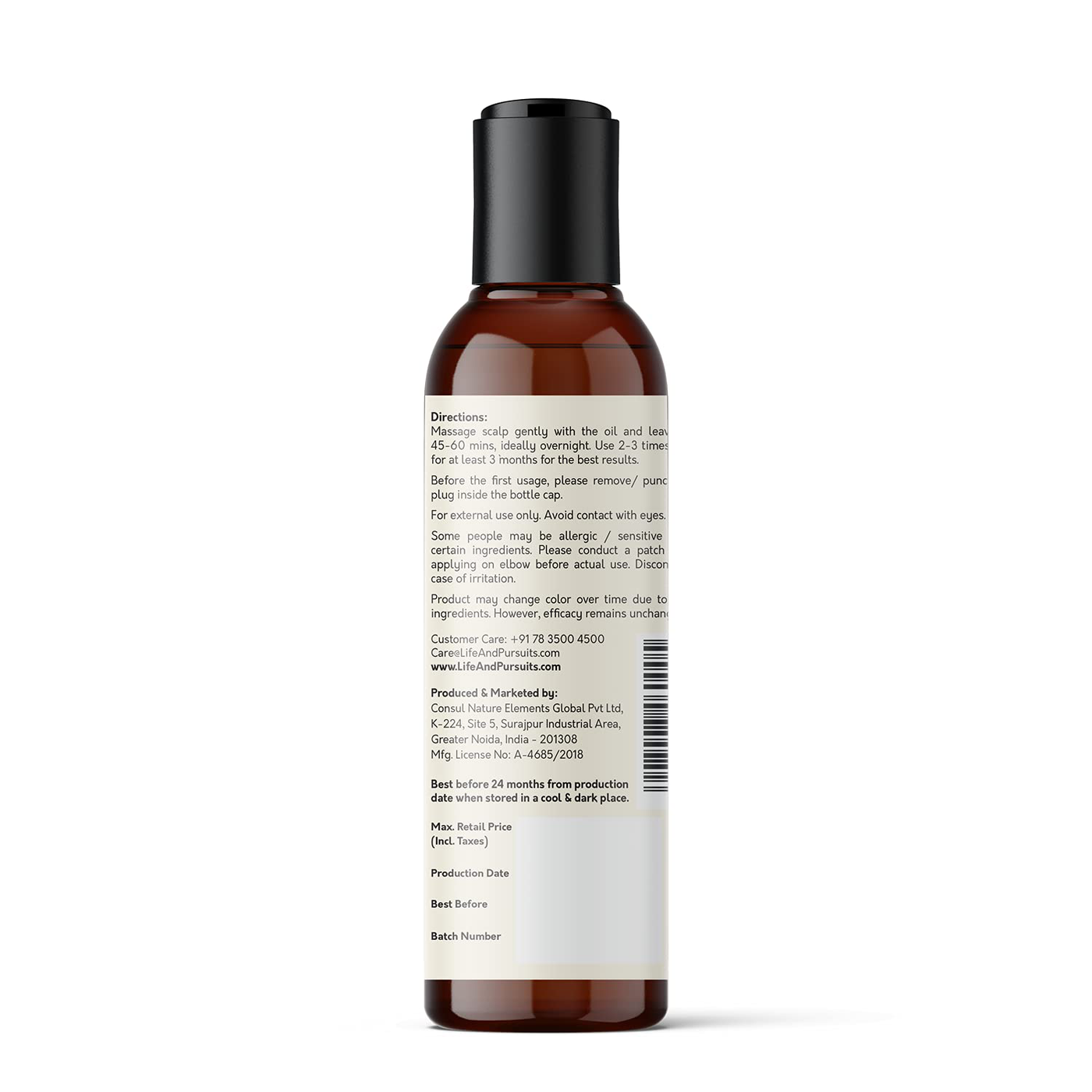 Life & Pursuits Organic Hair Growth Oil (3.38 fl oz) - Ayurvedic Scalp Therapy Oil for Healthy Hair, Goodness of Bhringraj, Amla, Coconut, Sesame, Almond, Onion, & Castor Oil