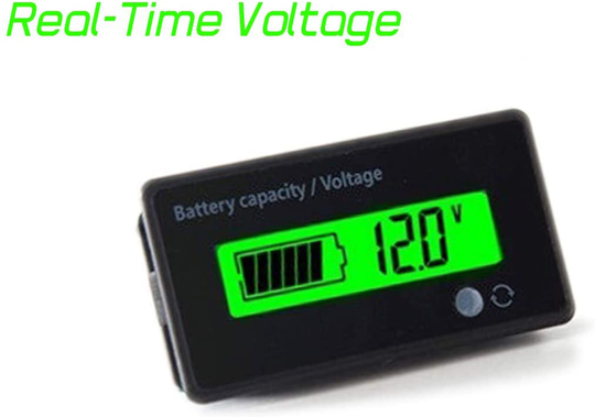 12V 24V 36V 48V Battery Meter, Battery Capacity Voltage Indicator, Lead-Acid & Lithium ion Battery Charge Discharge Monitor, for Motorcycle Car Truck Vehicle Marine Boat Golf Cart Club Car Forklift