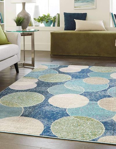 Unique Loom Chromatic Collection Modern Abstract Rustic Area Rug, 5' x 8', Blue/Beige