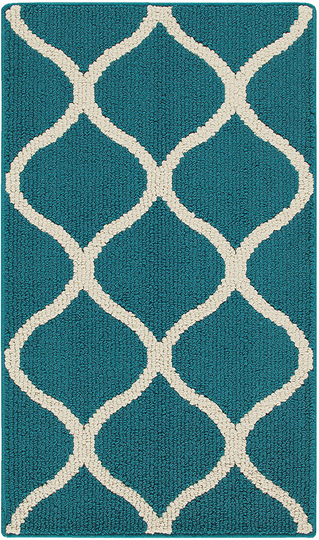 Maples Rugs Rebecca Contemporary Kitchen Rugs Non Skid Accent Area Carpet [Made in USA], 1'8 x 2'10, Teal/Sand