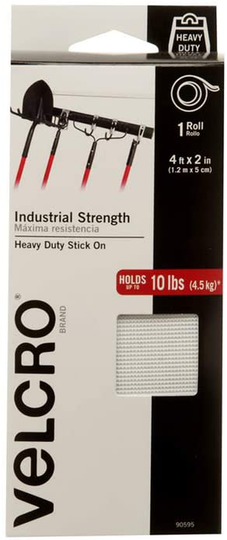 VELCRO Brand - Industrial Strength | Indoor & Outdoor Use | Superior Holding Power on Smooth Surfaces | Size 4ft x 2in | Tape, White - Pack of 1