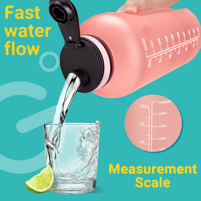 Giotto Large Half Gallon/64oz Motivational Water Bottle with Time Marker & Removable Strainer, Leakproof BPA Free Water Jug to Remind You Drink More Water and Hydrate in Style