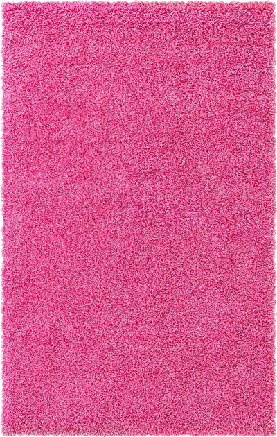 Unique Loom Solo Solid Shag Collection Area Modern Plush Rug Lush & Soft, 5' 0 x 8' 0, Bubblegum Pink