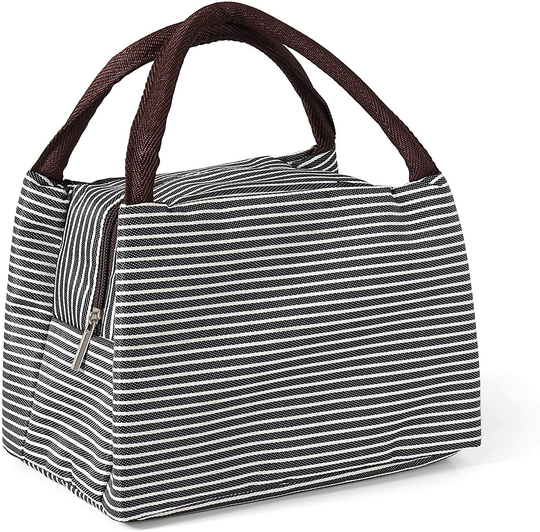 Lunch Bag Tote - Insulated Waterproof Work Containers for Men and Women - Stylish Canvas Food Organizer (Black)