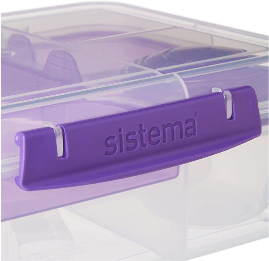 Sistema To Go Collection Bento Box Plastic Lunch and Food Storage Container, 55.7 Ounce, Multi Compartment (Color May Vary)