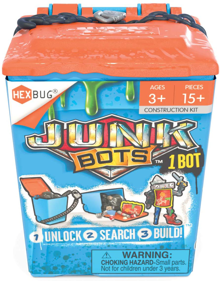 HEXBUG JUNKBOTS - Trash Bin Assortment Kit - Surprise Toys in Every Box LOL with Boys and Girls - Alien Powered Toys for Kids - 15+ Pieces of Action Construction Figures - for Ages 5 and Up