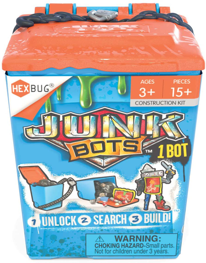 HEXBUG JUNKBOTS - Trash Bin Assortment Kit - Surprise Toys in Every Box LOL with Boys and Girls - Alien Powered Toys for Kids - 15+ Pieces of Action Construction Figures - for Ages 5 and Up
