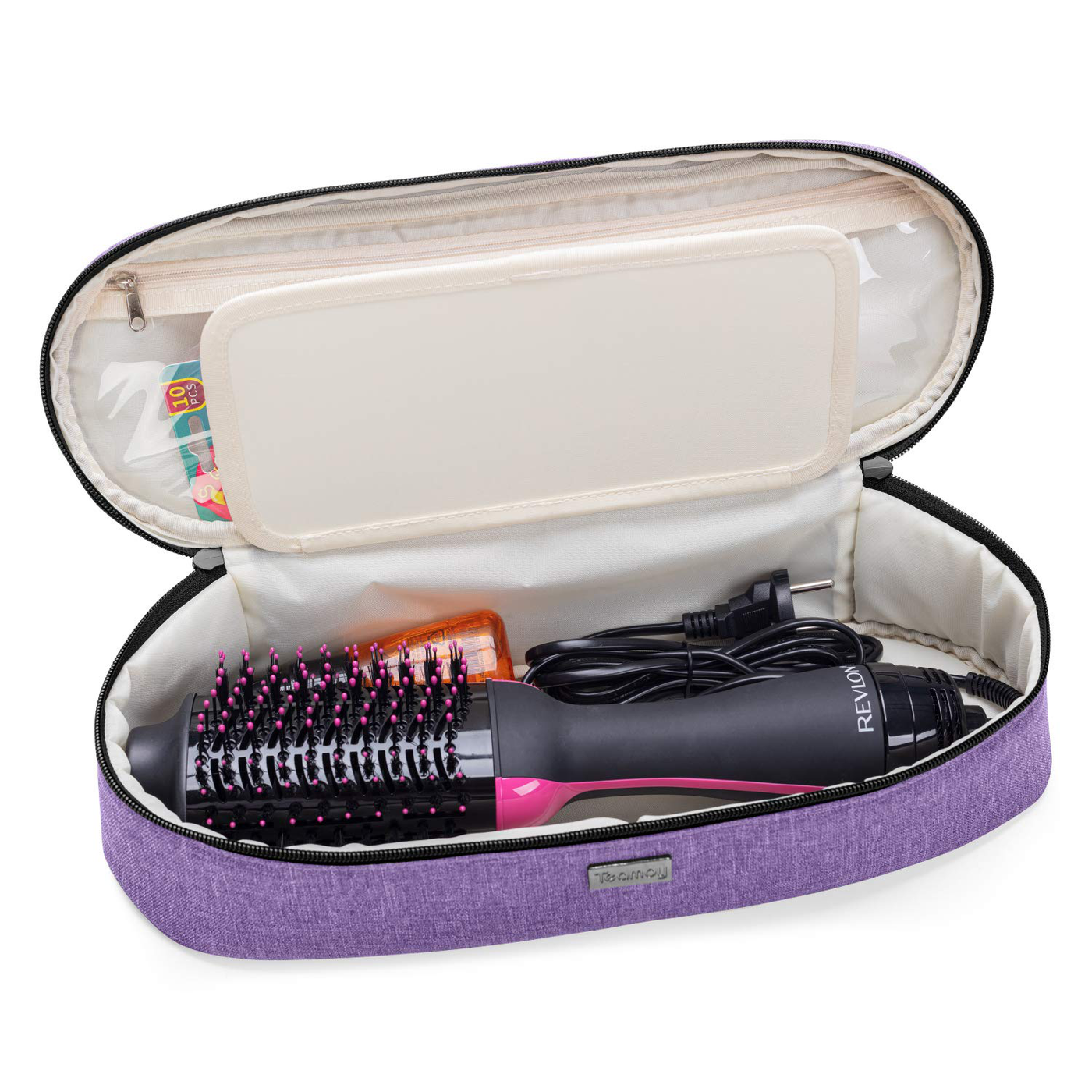 Teamoy Double-Layer Travel Storage Bag Compatible with Revlon One-Step Hair Dryer And Volumizer Hot Air Brush and Attachments, Purple(Bag Only))