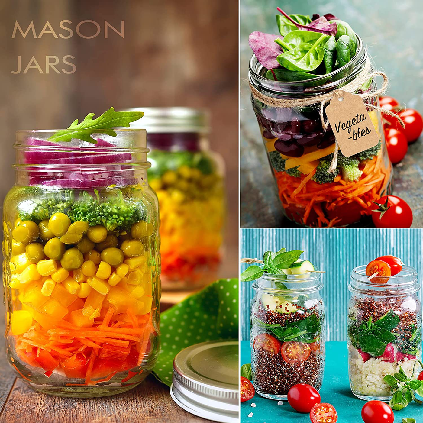 16 Oz Mason Jars, Budiwati 12 Packs Regular Mouth Glass Mason Jars with Airtight&Straw Lids Clear Canning Jar with Measurement Marks for Storing, Canning, Organizing -12 Pcs Labels and Hemp Rope