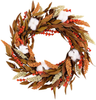 Foeyyir Autumn Wreath, 18 Inch for Front Door with Daisy Sunflower, Silk Floral and Maple Leaves Berries, Halloween Garland Decor, Door Wedding Wall Window, Harvest Fall Thanksgivings