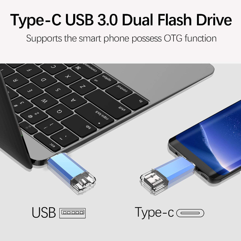 Dual USB 3.0 Type C Dual OTG Flash Drive Thumb Drive Memory Stick