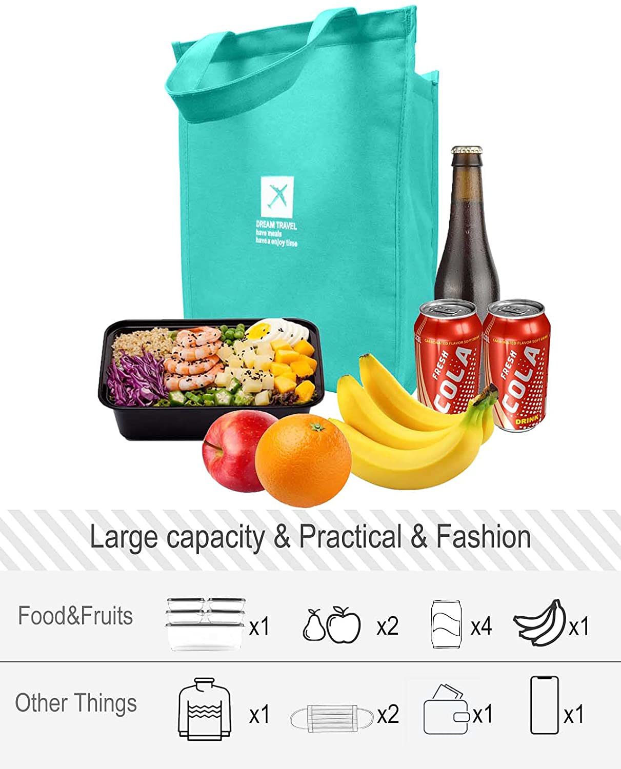 ZORCOR Lunch Bag Insulated Lunch Bag with Aluminum Foil Waterproof Adult Lunch Tote Box for Women&Men School Office Travel Picnic(Grey)