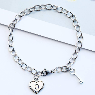 TOWSIX Initial Charm Bracelet,Stainless Steel Heart Engraved Letters Bracelet Jewelry 26 Alphabet Personalized Name Bracelet Gift for Women Teen Girls