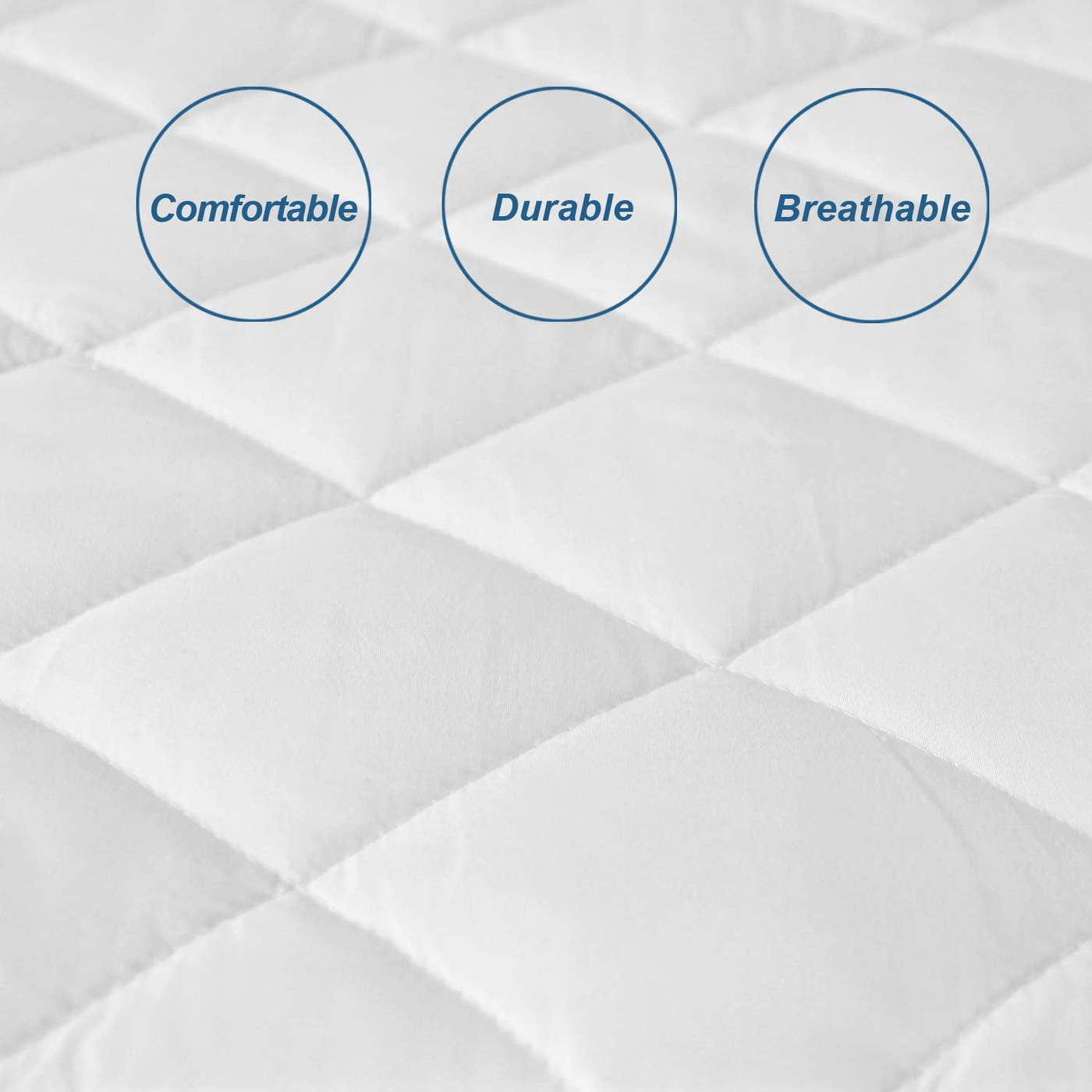 Queen Mattress Pad Waterproof, Breathable Quilted Fitted Mattress Protector, Durable Mattress Cover Down Alternative Filling with Deep Pocket Stretches up to 18 Inch