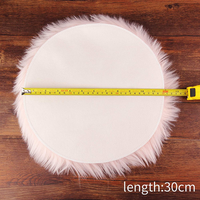 sansheng 2pieces 12inches Small Round Faux Fur Rug, Pink Fluffy Rug for Photographing Background of Jewellery/Nail Pictures(Pink)