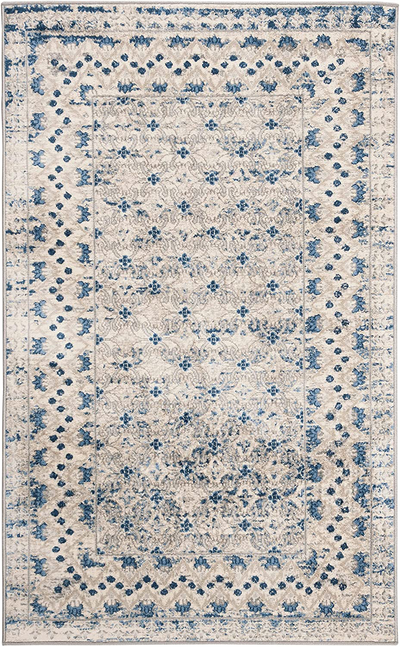 Safavieh Brentwood Collection BNT899G Traditional Oriental Distressed Non-Shedding Stain Resistant Living Room Bedroom Accent Rug, 2' x 4', Light Grey / Blue