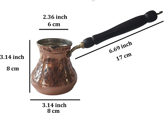 Turkish Coffee Pot, traditional coffee Maker, Hammered Copper Coffee Cezve, Small Pot, Stove Top Coffee Maker (300 ml (10.14 oz))