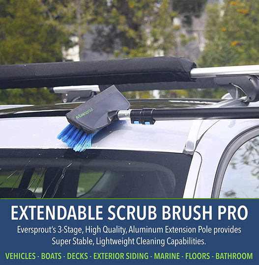 EVERSPROUT 1.5-to-3.5 Foot Scrub Brush | Built-in Rubber Bumper | Lightweight Extension Pole Handle | Soft Bristles wash Car, RV, Boat, Solar Panel, Deck | No Scratch Brush