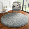 ULTRUG Fluffy Round Rug for Kids Room, Soft Circle Area Rugs for Girls Bedroom, Cute Princess Castle Nursery Rug Shaggy Circular Carpet for Teens Girls Baby Bedroom Home Decor, 4 x 4 Feet Grey