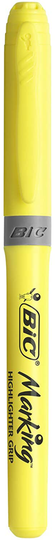 BIC Brite Liner Grip Highlighter, Chisel Tip, Yellow, 12-Count