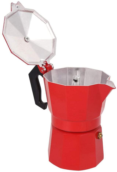 6 Cup Coffee Maker, Italian Style Coffee Maker, Moka Coffee Maker Tool, Quick Cleaning Pot for Home Office (Red)